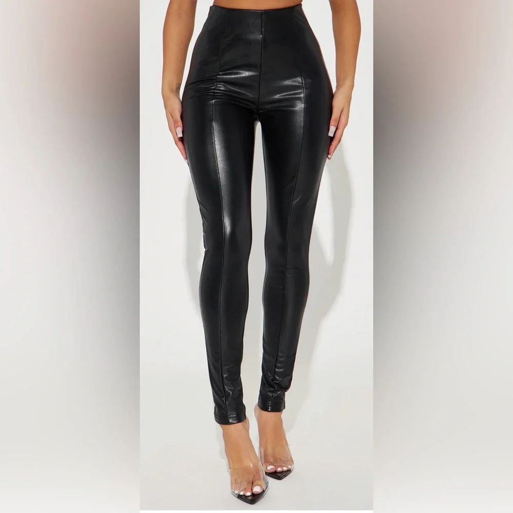 Sale! Fashion Nova Black Faux Leather Pants - Picture 1 of 5